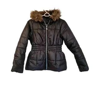 S. Rothschild R1881 Girl's Black Poly Puffer Coat w Hood